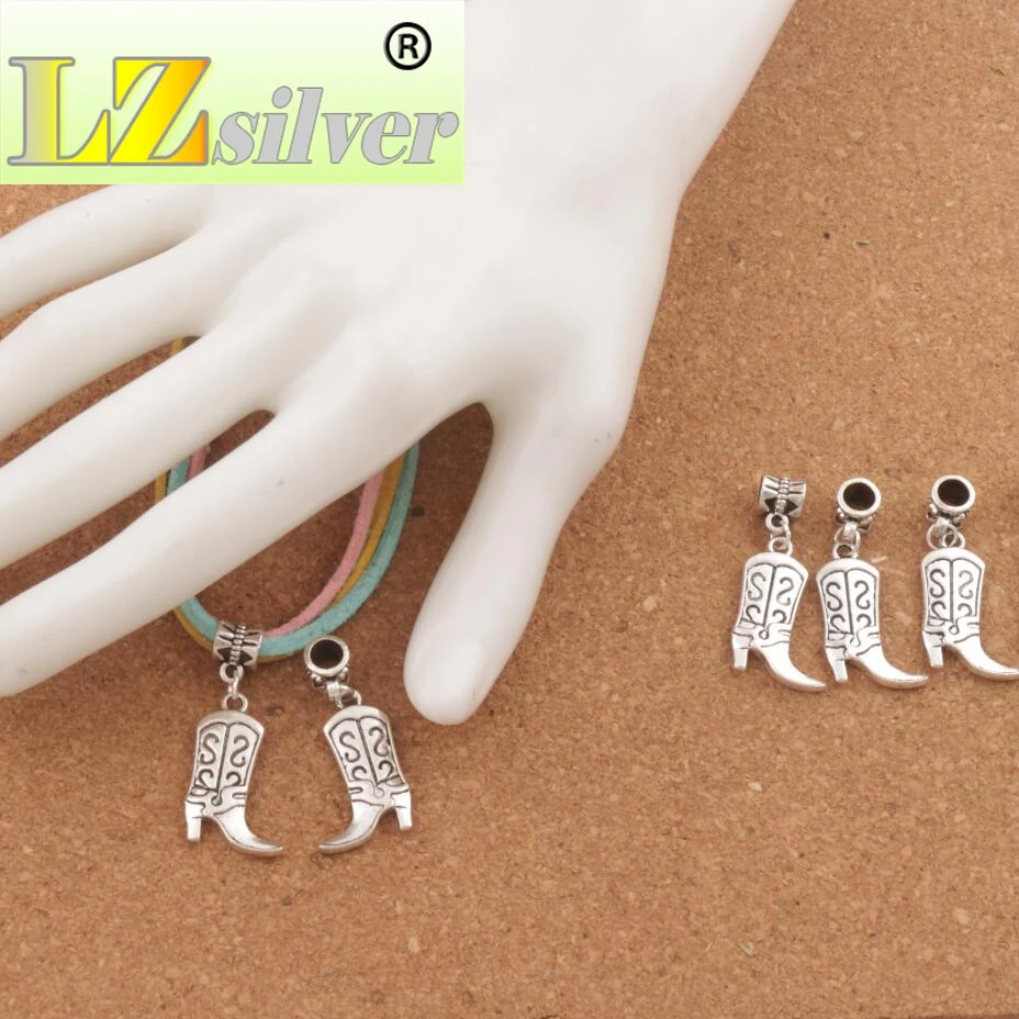 S Design Cowboy Boots High Heel Charm Beads 60PCS Zinc Alloy Dangle Fit European Bracelets 36.3x16.2mm B250