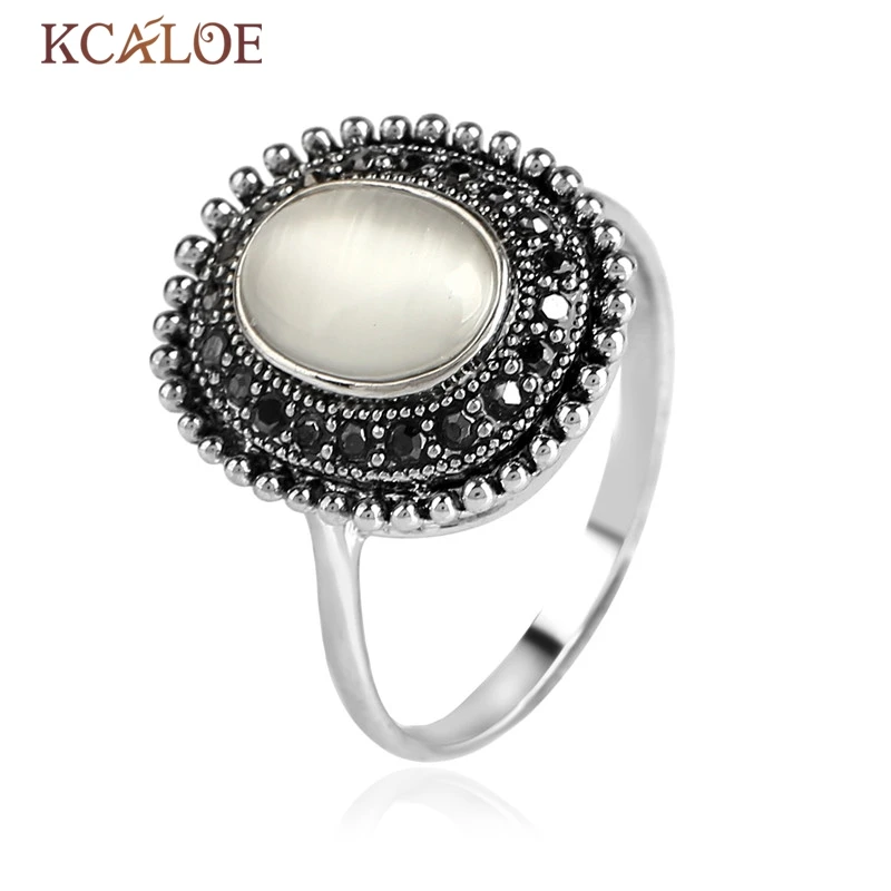 Винтажное кольцо KCALOE с опаловым камнем для женщин Овальный лунный камень