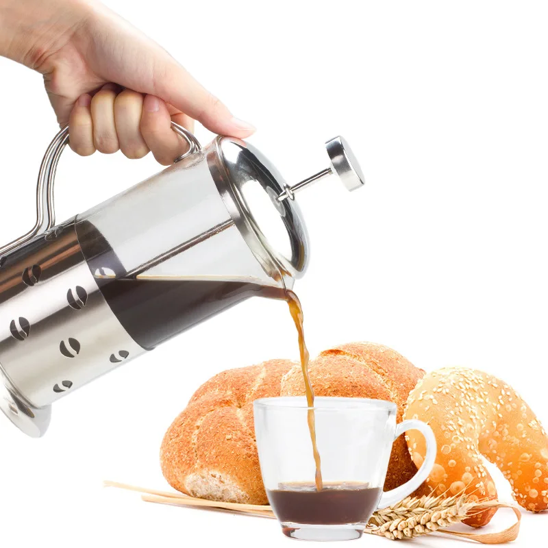 Кофеварка 1 л большой стеклянный кофейник из нержавеющей стали пресс для