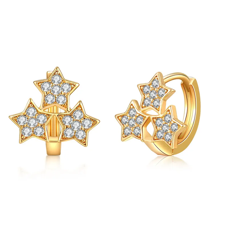 

ZSLBS Korea Fashion Star Hoop Earrings For Women Shiny Crystal Cubic Zircon Ear Jewelry Gifts Pendientes Boucle Oreille Femme