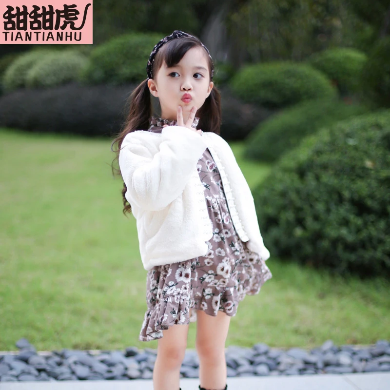 New Autumn Winter Baby Girls Coat Faux Fur Jackets Thick Warm Parka Kids fur Outerwear Clothes for solid O-neck suit | Детская одежда и