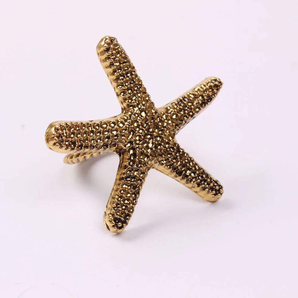 

10pcs Fashion metal napkin buckle Creative starfish jewelry napkin ring hotel set table decoration napkin ring