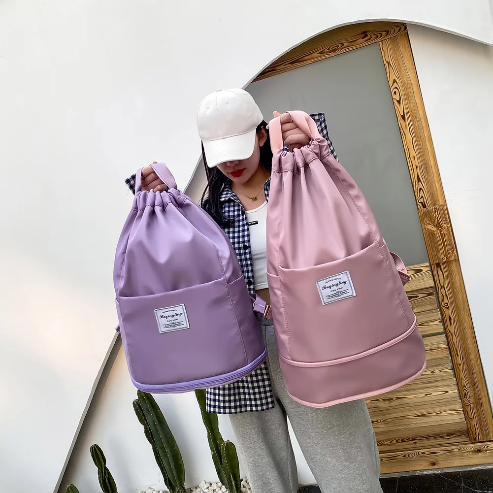 

Fashion Women Travel Bag Drawstring Oxford Cloth Shoulder Bag Casual Ladies Waterproof Sports Large Capacity Handbags Backpack