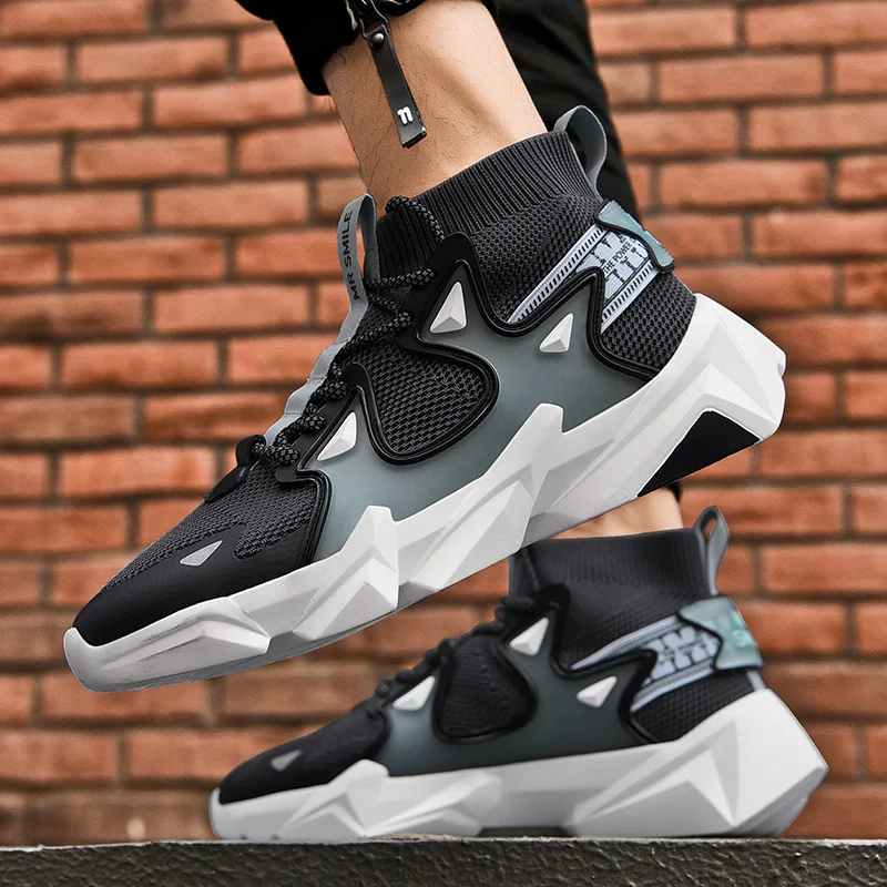 Новинка 2020 дышащие мужские носки массивные кроссовки стрейчевая ткань обувь на