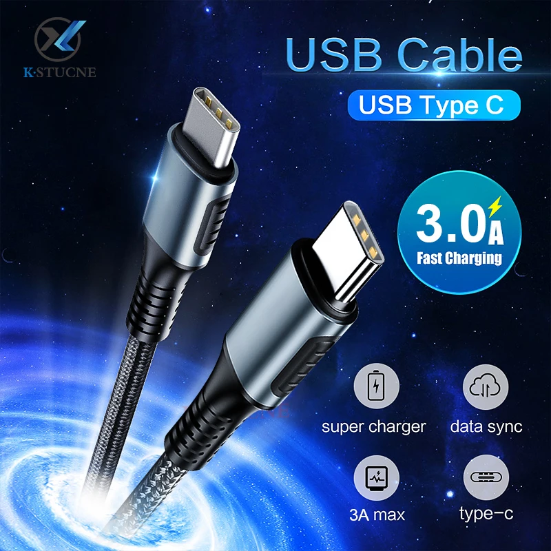 3а USB Type C к кабель 60 Вт Быстрая зарядка для Samsung Type-c USbC PD зарядное устройство Macbook