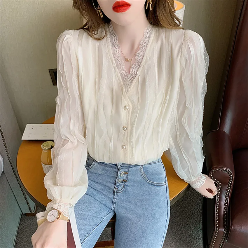 

Korean Style Chic Elegant Blouse Womens Tops And Blouse Autumn Long Sleeve Casual Shirt Lady Office Shirts Blusa Mujer