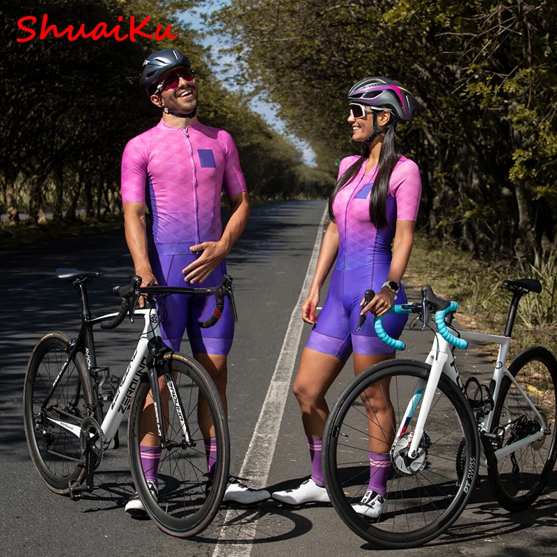 

2021 New Women's Pro Team Triathlon Jumpsuit Bike Short Sleeve Jersey Tights Bicycling Clothes Macaquinho Ciclismo Feminino