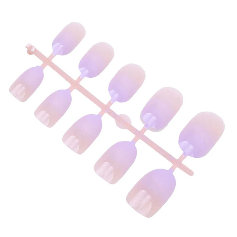 24 шт./компл. фиолетовые овальные накладные ногти Короткие закругленные