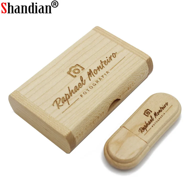SHANDIAN (Бесплатный Пользовательский логотип) Деревянный usb + упаковочная коробка USB