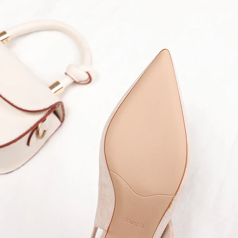 Женские босоножки на высоком тонком каблуке из искусственной замши с острым