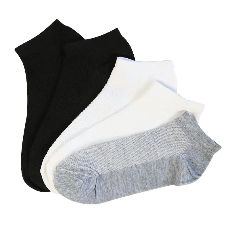2black2white1gray 10 шт. = 5 пар, однотонные сетчатые мужские носки, невидимые носки по щиколотку, мужские летние дышащие тонкие носки-башмачки, горячая Распродажа - Цвет: 2black2white1gray