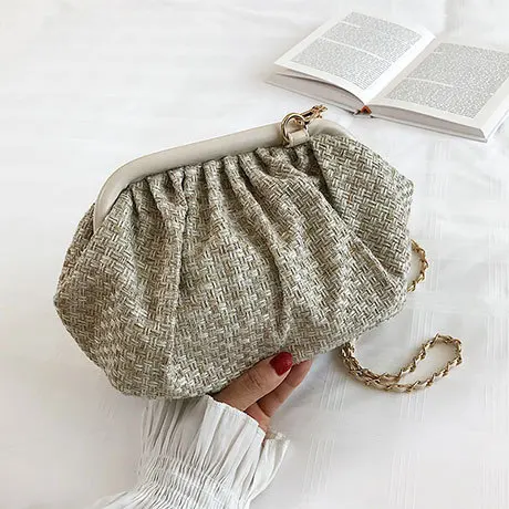 beige Модные женские сумки через плечо на застежке, дизайнерская сумка через плечо с цепочкой, Большая вместительная шерстяная женская сумка-мессенджер, клатчи, кошельки - Цвет: beige