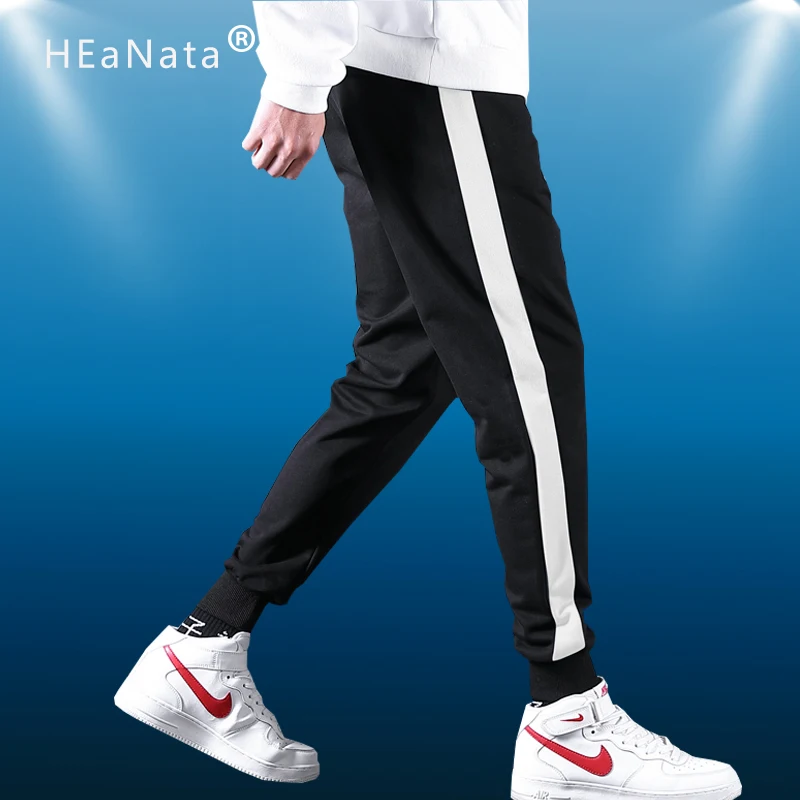 Спортивные мужские новые спортивные брюки для фитнеса с боковой полосой мужская