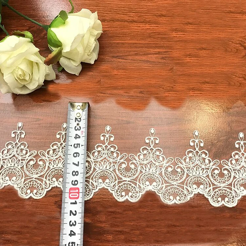 

10CM Exquisite Embroidery White Embroidery Lace Fabric Applique Ribbon Skirt Skirt Headwear Sewing Guipure Lace Supplies