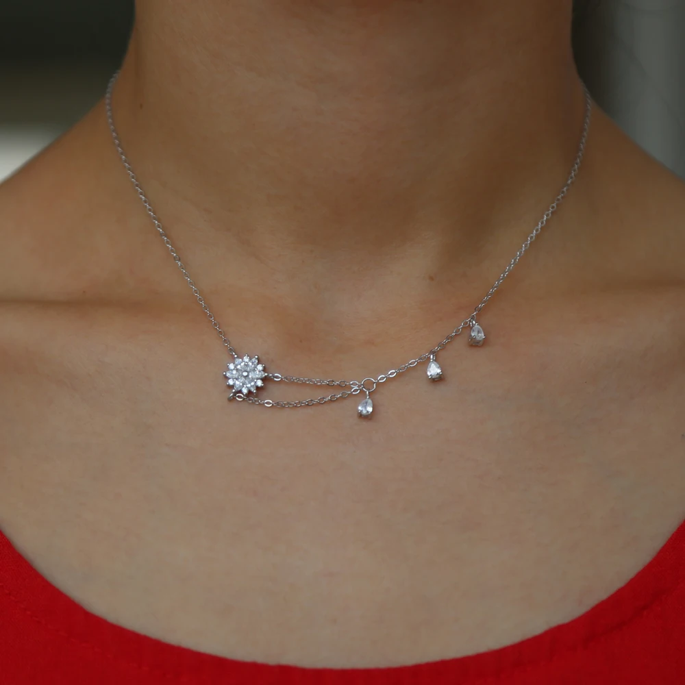 Женский чокер из серебра 2018 пробы с фианитами|Ожерелья| |