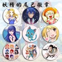 2021 hot anime fairy tail figure badges pins button brooch chest ornament for backpacks clothes decoration