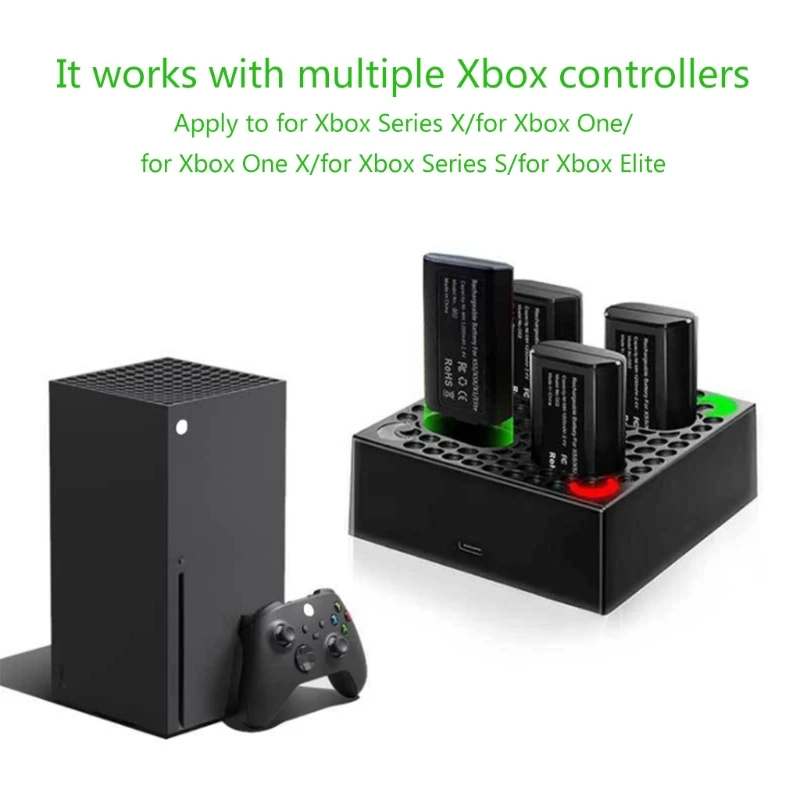

4X1200mAh Rechargeable Battery + USB Charger Dock Compatible with boxSeriesS/X Wireless Controller Gamepads Battery