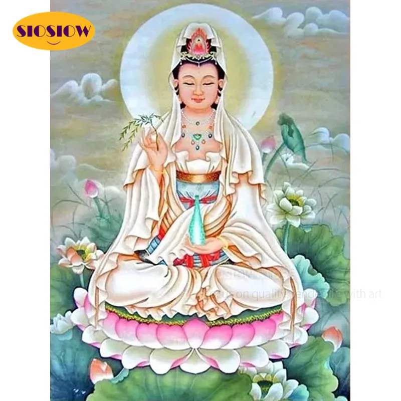 5D DIY религиозная алмазная живопись Kwan Yin Bodhisattva полное сверление 3D Китайская