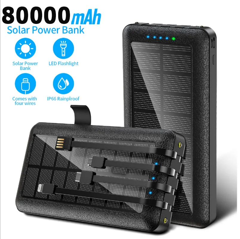 80000mah Солнечная энергия Банк портативного зарядного устройства с функцией