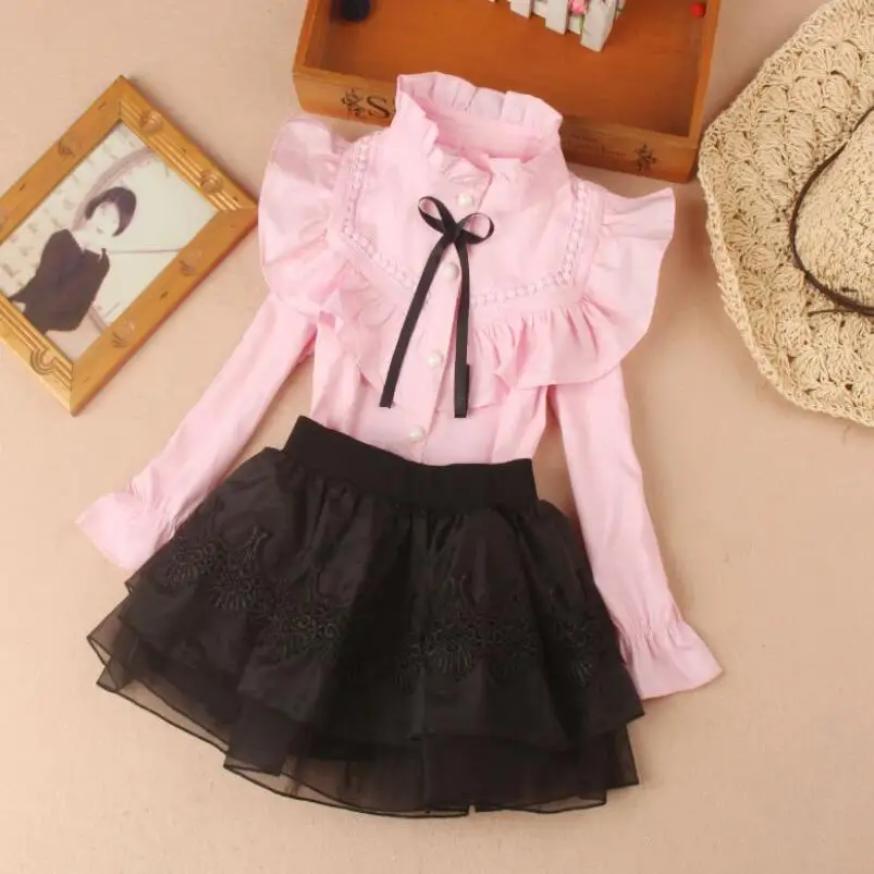 Блузка с длинным рукавом для девочек 6 12 лет|Блузки и рубашки| |