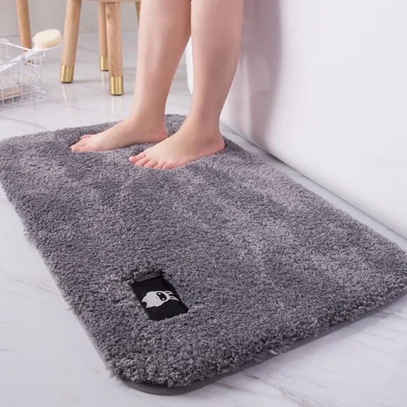 

Утолщенный абсорбирующий нескользящий напольный коврик для ванной и туалета, плюшевый коврик для ног, коврик для спальни