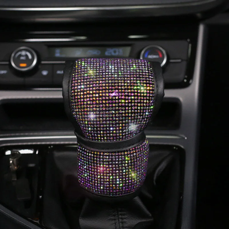 gear shift cover Красочные Стразы, кристальная Накладка для ремня безопасности автомобиля, Накладка для переключения передач, набор алмазных крышек рулевого колеса, аксессуары для салона автомобиля, комплект - Название цвета: gear shift cover
