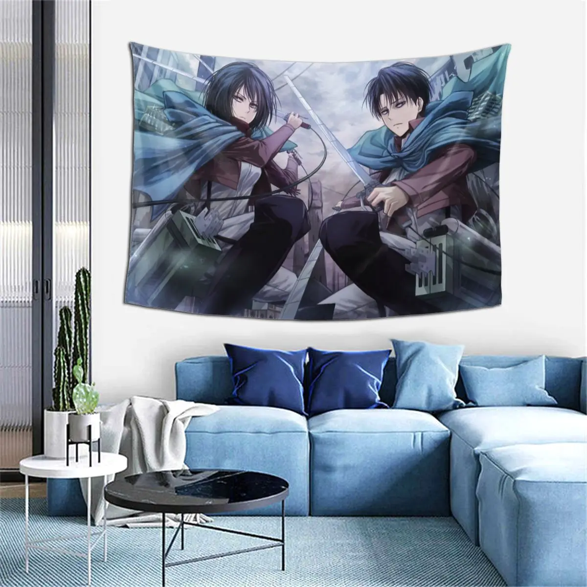 

Attack On Titan SnK Anime Tapestry Levi Mikasa Wall Arts Decor Home Hanging Cloth Background Covering Aesthetic