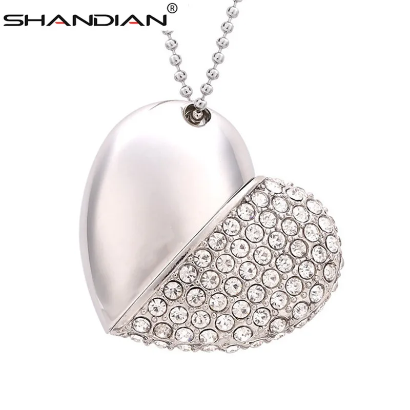 Флеш-накопители SHANDIAN с металлическими бриллиантами в форме сердца USB
