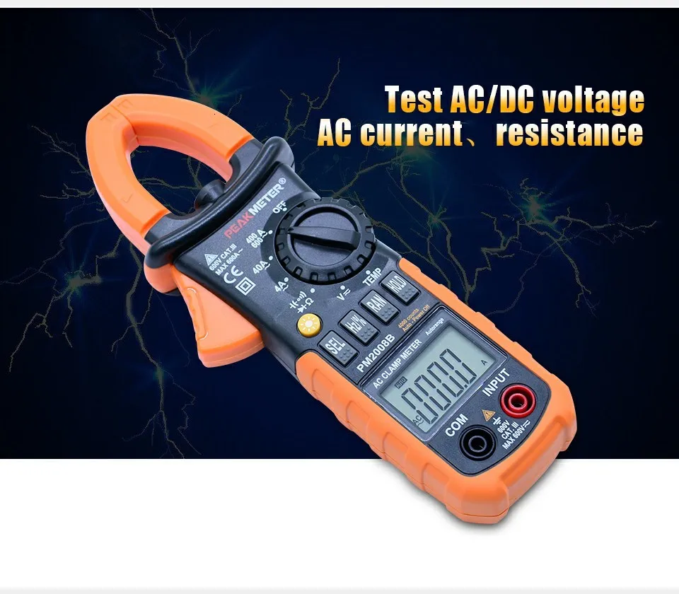 PEAKMETER PM2008B Профессиональный автоматический цифровой ac Амперметр зажим metro равный 4000 отсчетов