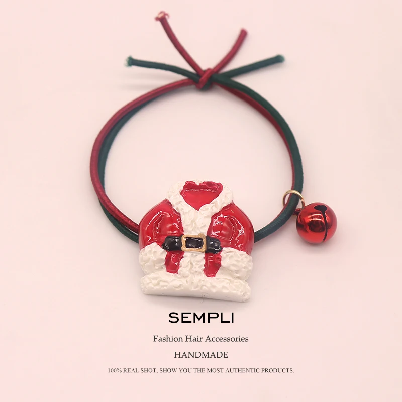 Clothes 1 Sempli, 22 вида, высокие нейлоновые резинки, рождественский сезон, колокольчик, эластичные резинки для волос, для женщин, девочек, Санта Клаус, Рождественская елка, головные уборы - Цвет: Clothes 1