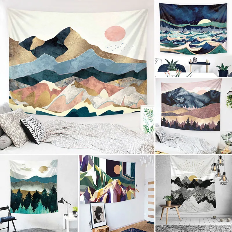Богемный гобелен гор солнце с принтом Хиппи Мандала настенный подвесной фон