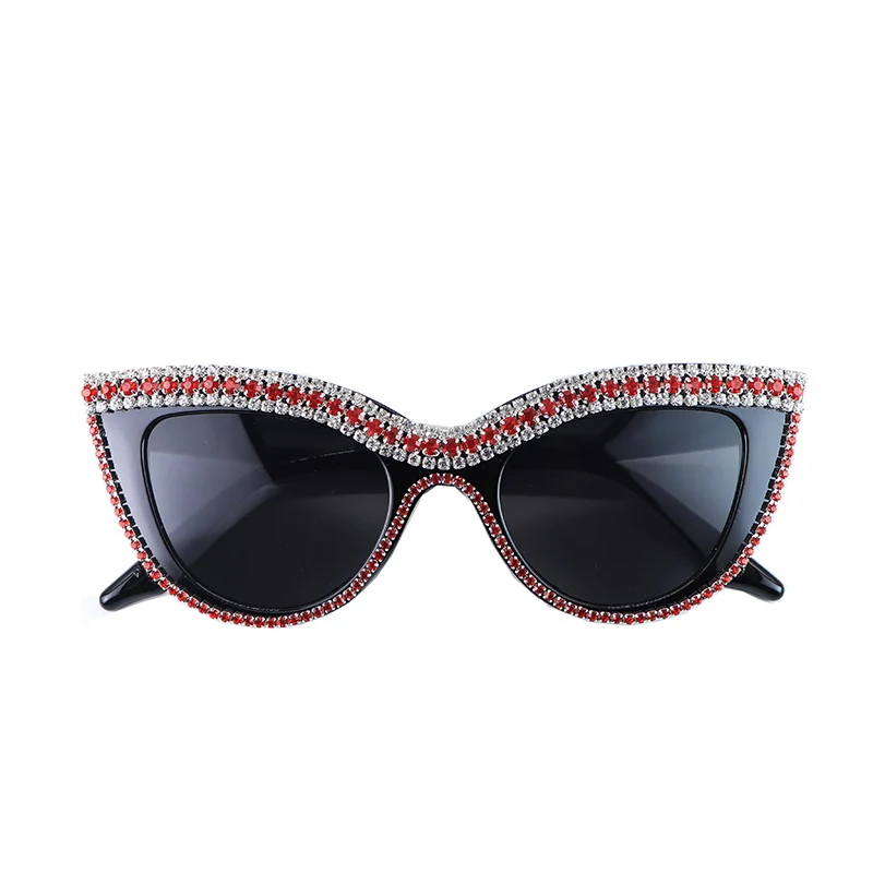 Super Cateyes, винтажные, вдохновленные, модные, с высоким заостренным носком, кошачий глаз, солнцезащитные очки, стразы, блестящие, Кристальные, солнцезащитные очки «кошачий глаз» - Цвет линз: 009
