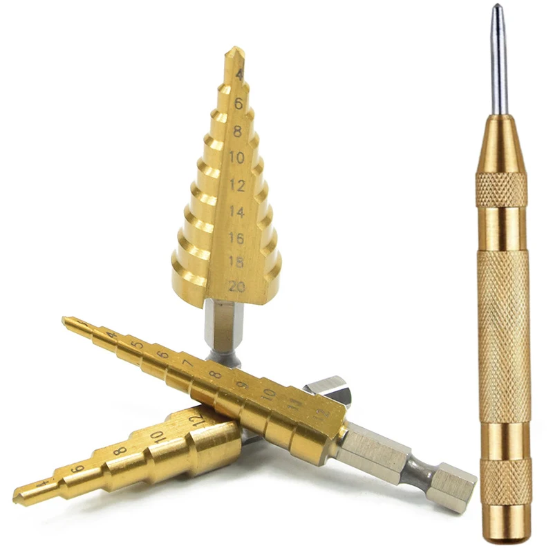 

3pcs HSS Step Cone Drill Steel Metal Hole Cutter Bits Set 4-12mm 4-20mm 3-12mm