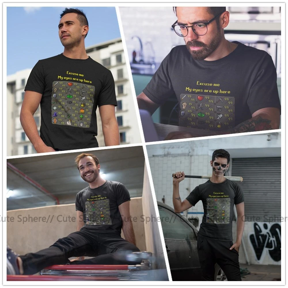 Runescape, футболка, Runescape, My Eyes Are Up Here, футболка, 100 хлопок, графическая футболка, мужская, ХХХ, с коротким рукавом, летняя, забавная футболка
