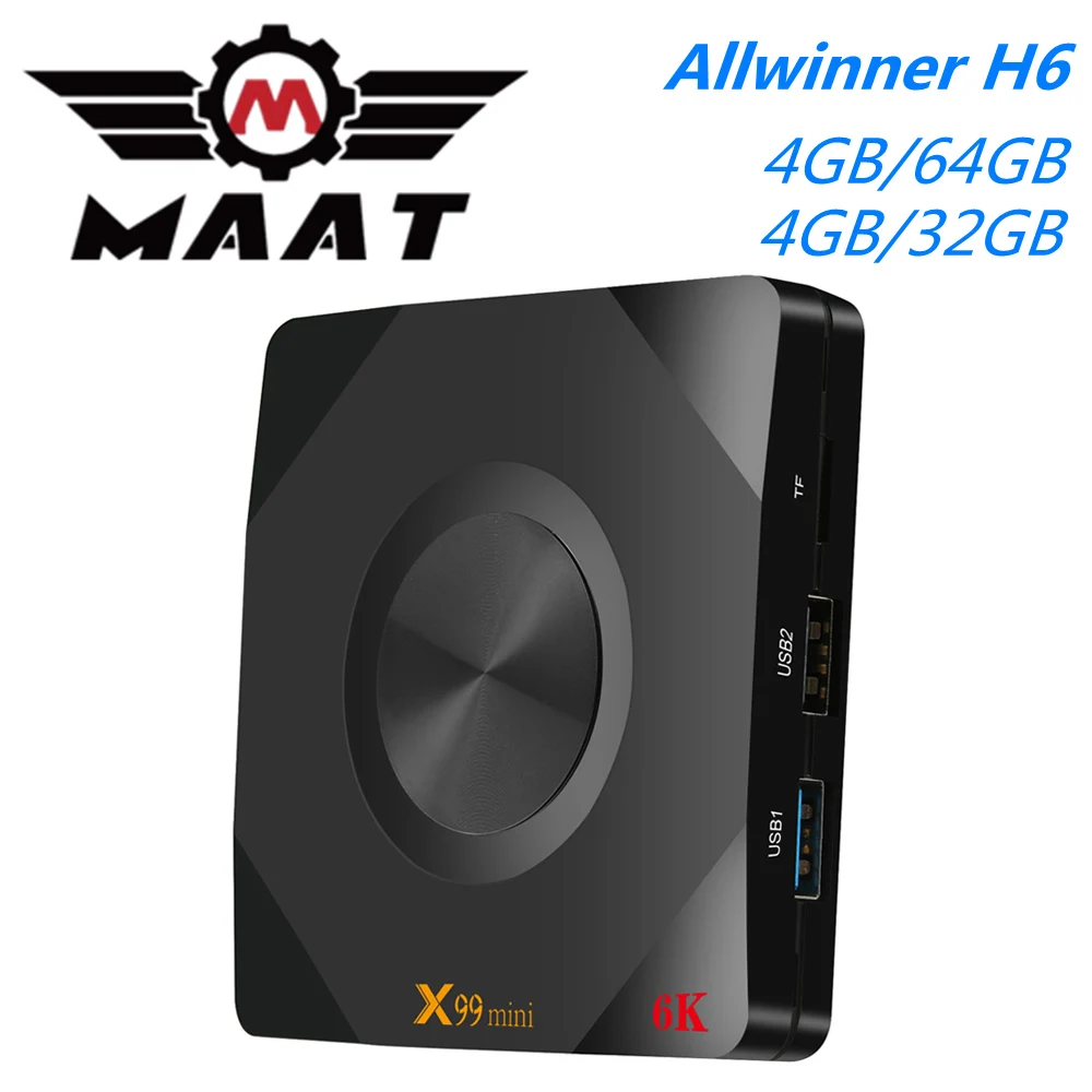 ТВ приставка MAAT 4GB 32GB Android 9 0 Smart Allwinner H6 X99Mini четырехъядерный 2 4G/5GHz Wifi USB 3 6K Youtube