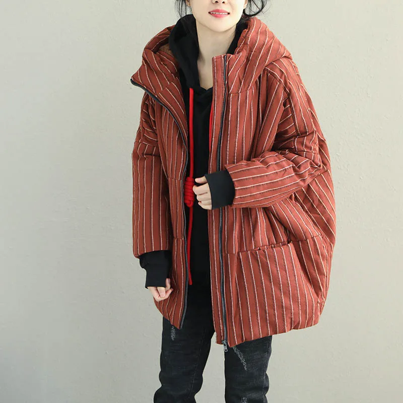 Female new winter korean style plus size outerwear literary leisure vertical hooded loose lamb wool coat