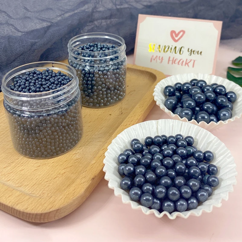 15 г съедобные черные жемчужные сахарные бусины для украшения торта помадка