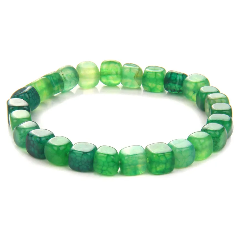 

Agates Beaded Bracelet Colorful Natural Stone Chakra Bracelets 6-8mm Colorful Square Agat Beads Bangles Jewelry for Womene Men