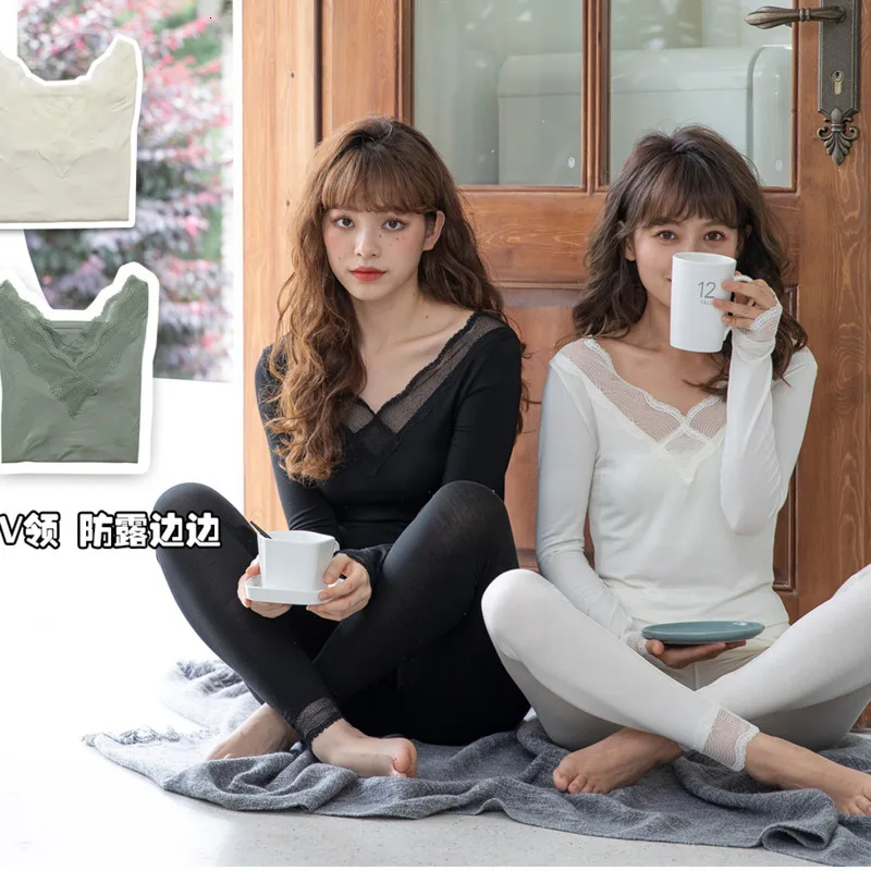 SP &amp CITY японский цельный Кружевной Край сексуальная женская термомайка набор