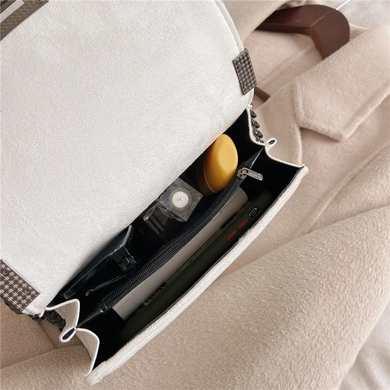 

Velvet Chain Crossbody Bags for Women 2021 Fashion Shoulder Bag Highquality Solid Simple Plaid Therad Small Messenger Bag Black