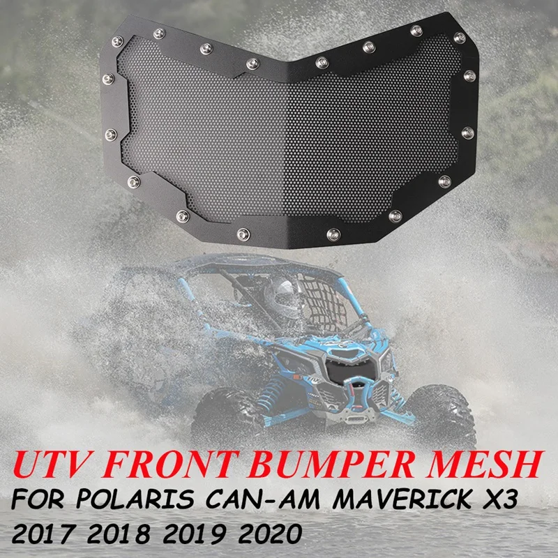 

ATV UTV Front Bumper Mesh Grille Guard for Polaris Can-Am Maverick X3 2017 2018 2019 2020