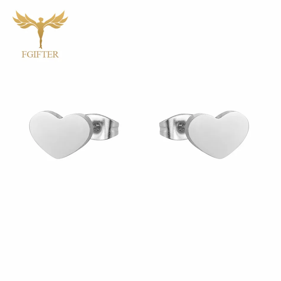 Heart FGifter, хип-хоп, рок, Иисус, серьги-гвоздики, золото, серебро, цвет, маленькие серьги, для женщин, мужчин, из нержавеющей стали, серьги для пирсинга, ювелирные изделия - Окраска металла: Heart