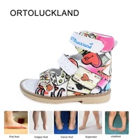 ortoluckland baby sandals kid leather orthopedic shoes for children boys toddler pattern graffiti girl dance arch sole platform