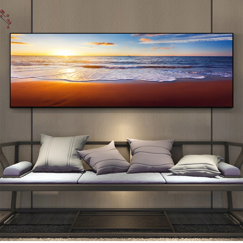 

Large Seascape Posters Nature Sunset Sea Wave Paintings Print On Canvas Modern Landscape Wall Art Pictures for Living Room Decor