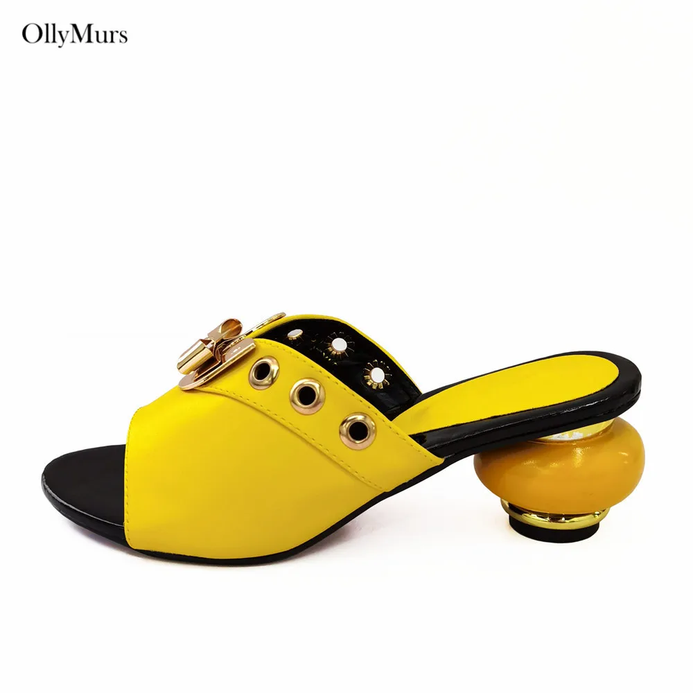 

Лидер продаж, элегантные туфли на высоком каблуке в африканском стиле, обувь желтого цвета с ремешком на пятке для свадебной вечеринки