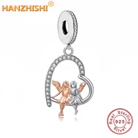 2022 spring fashion 925 sterling silver angel wings heart dangle charm bead fit original brand bracelet necklace jewelry gift