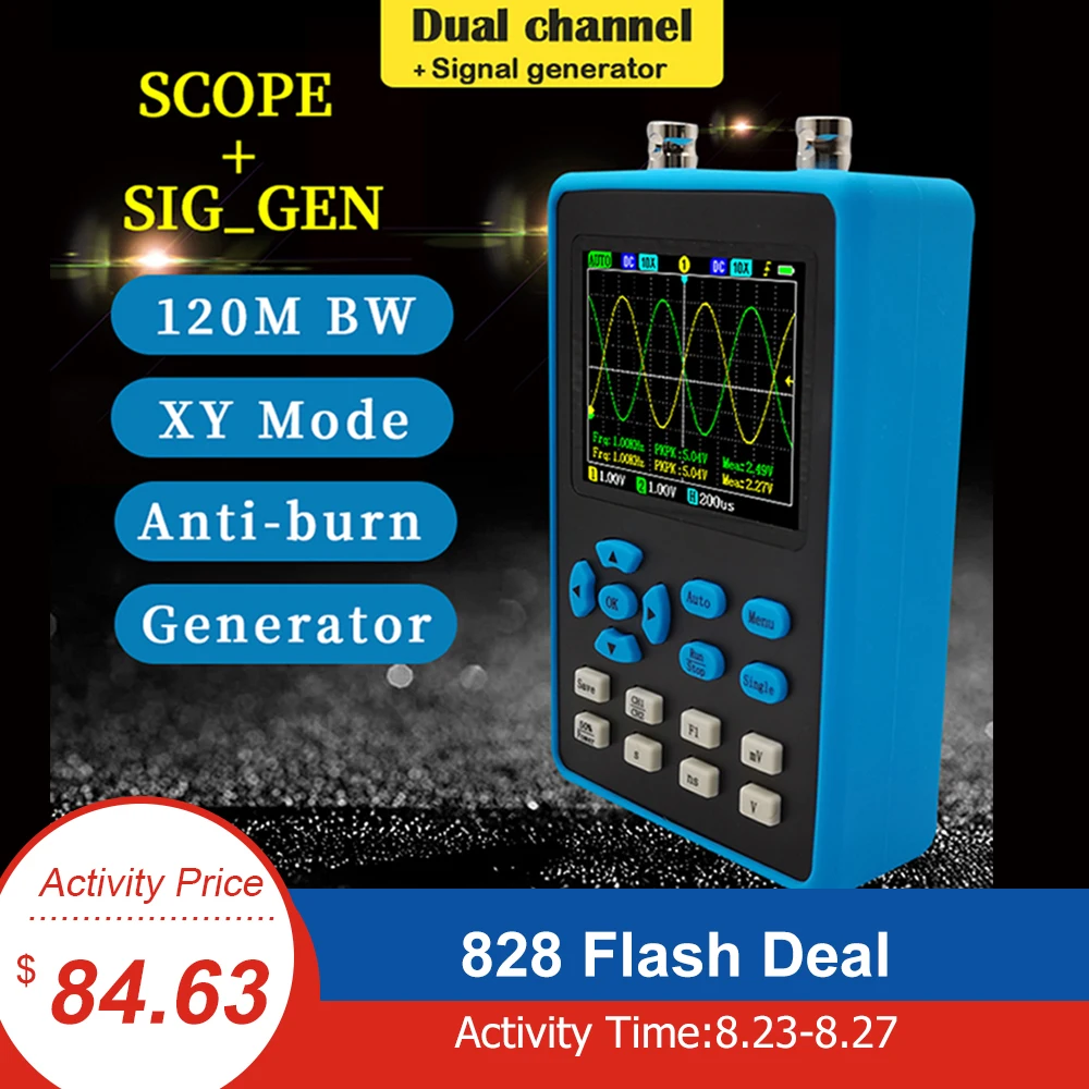 Двухканальный осциллограф цифровой вертикальный дисплей чувствительности FFT