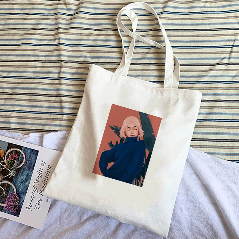 

Пляжная сумка-тоут, Холщовая Сумка, сумки-почтальоны, эко-сумки, женские художественные кавайные эстетические милые Мультяшные повседневны...