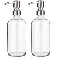 glass soap dispenser with pump dish soap dispenser for kitchen bathroom glass soap dispenser 2 pack