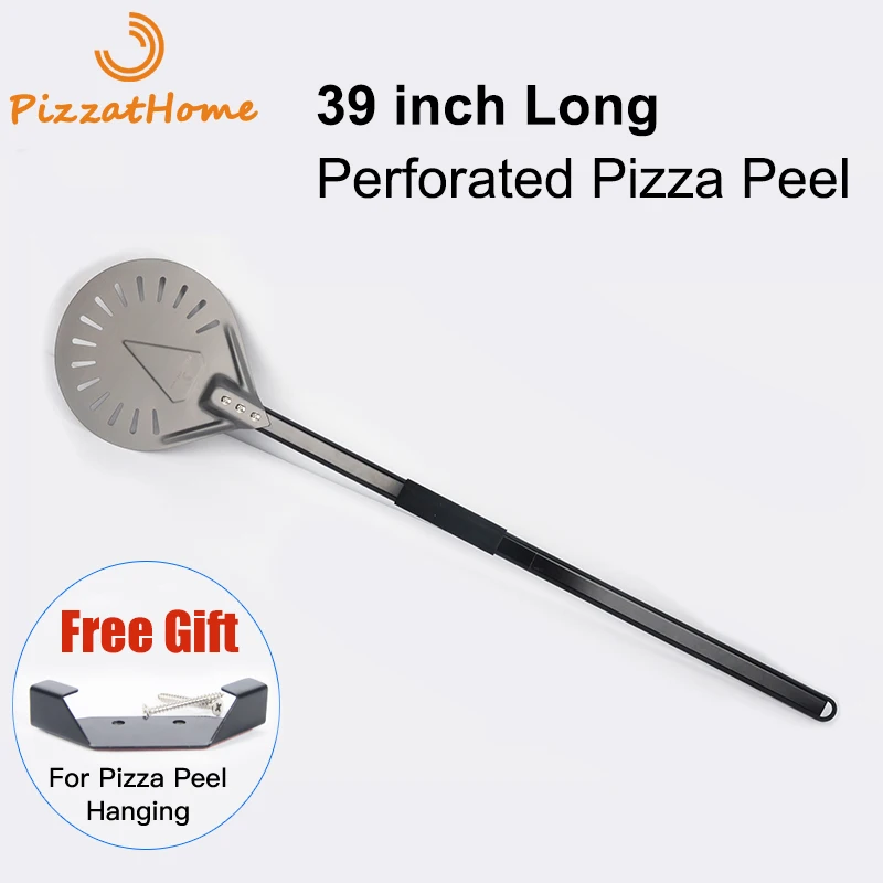 

PizzAtHome Hard Coating Long Handle 9 Inch Perforated Removable Pizza Turning Peel Pizza Shovel Aluminum Pizza Peel Paddle Peel